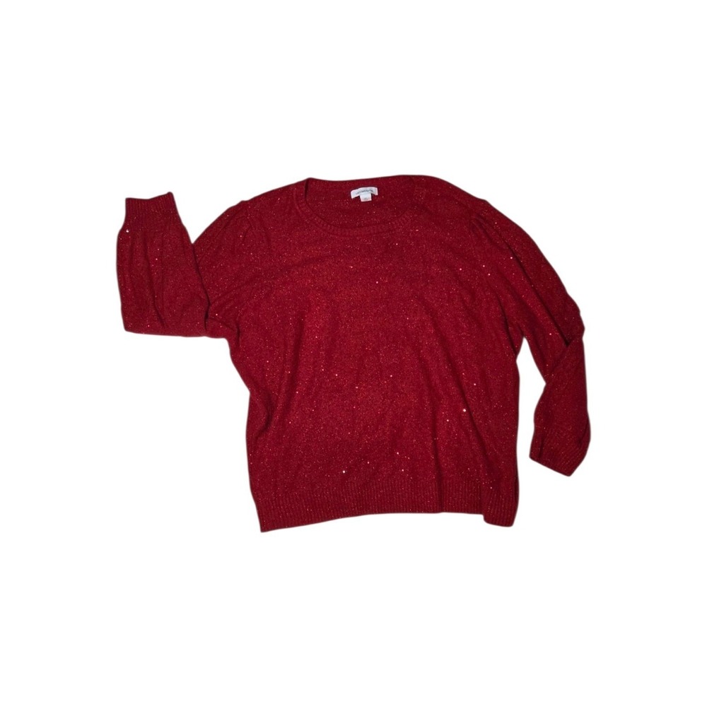Liz Claiborne Red Sparkly Sequins Sweater W‎ Balloon Sleeves 3X NWT